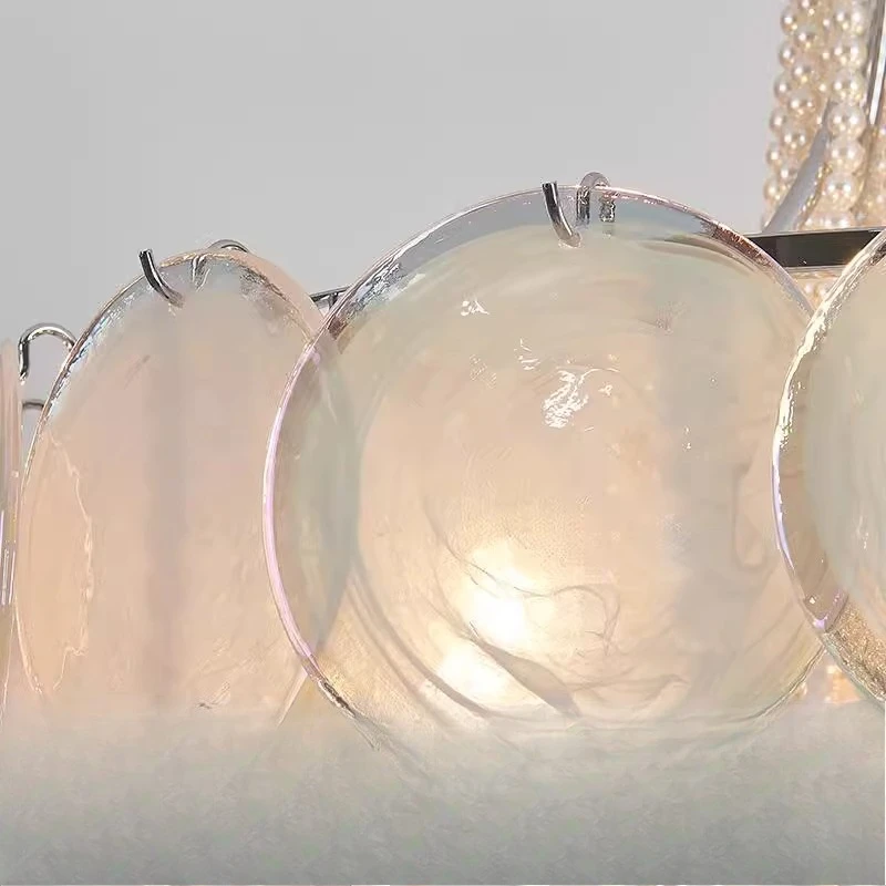 

French living room designer model, simple pearl light luxury crystal bedroom room antique chandelier led light