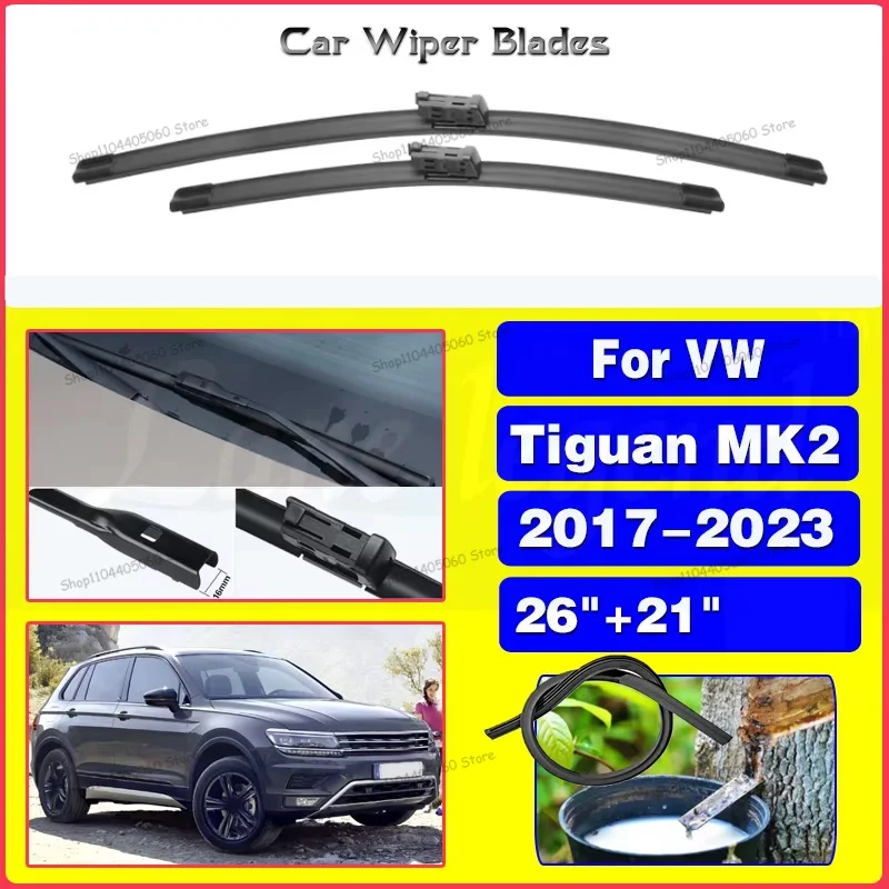 

For VW Volkswagen Tiguan MK2 2017-2023 26"+21" Front Wiper Blades Brushes Cutter Accessories 2018 2019 2020 2021 2022