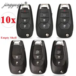 Jingyuqing 10pcs Flip Remote Car Key Shell Fob per Chevrolet Cruze Trax LS Badge Spark Sonic Aveo Tracker Onix RS Trailblazer