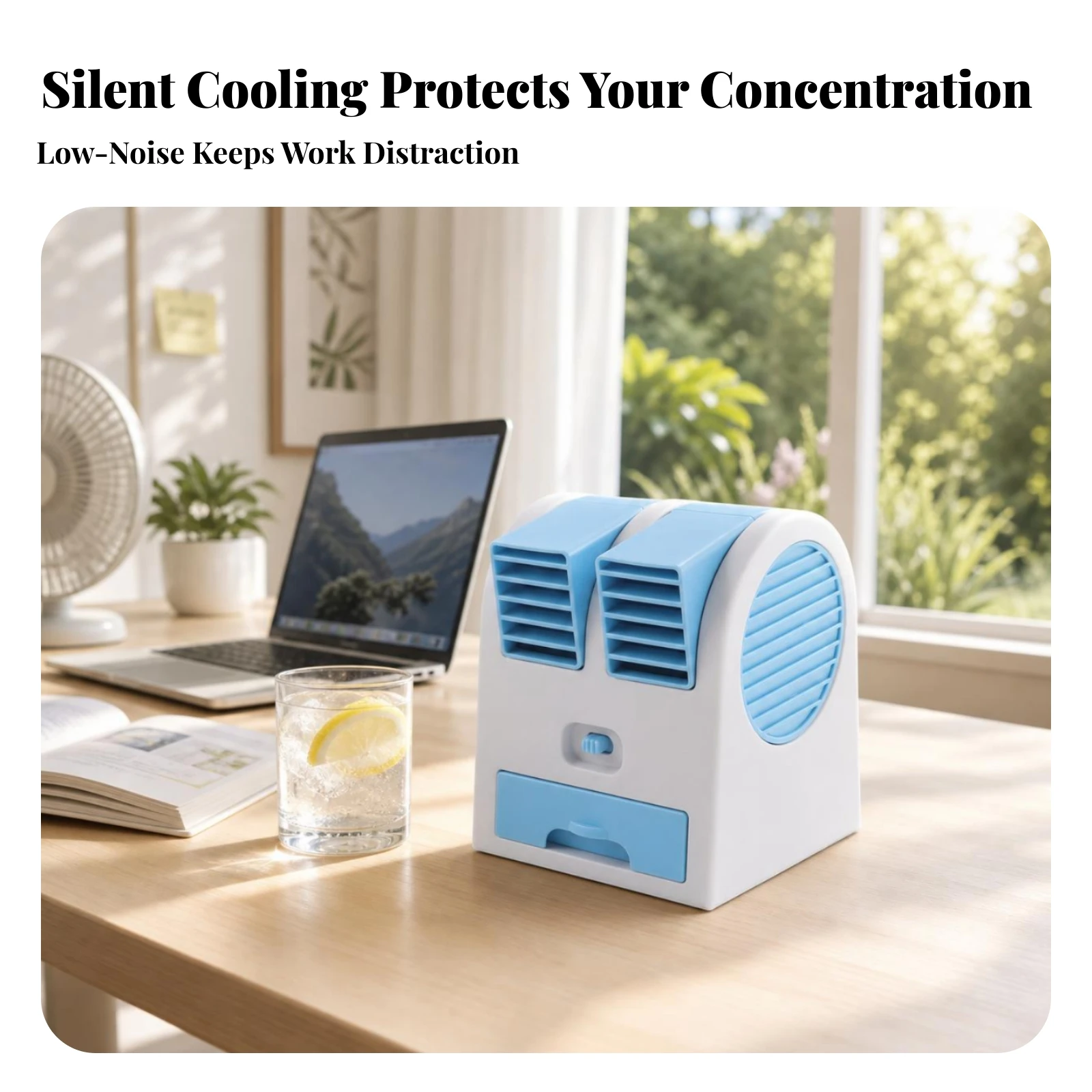 

Personal Ice Air Cooler Pull-out Tray Ice Water Fan Desktop Air Cooler Compact for Office Desk