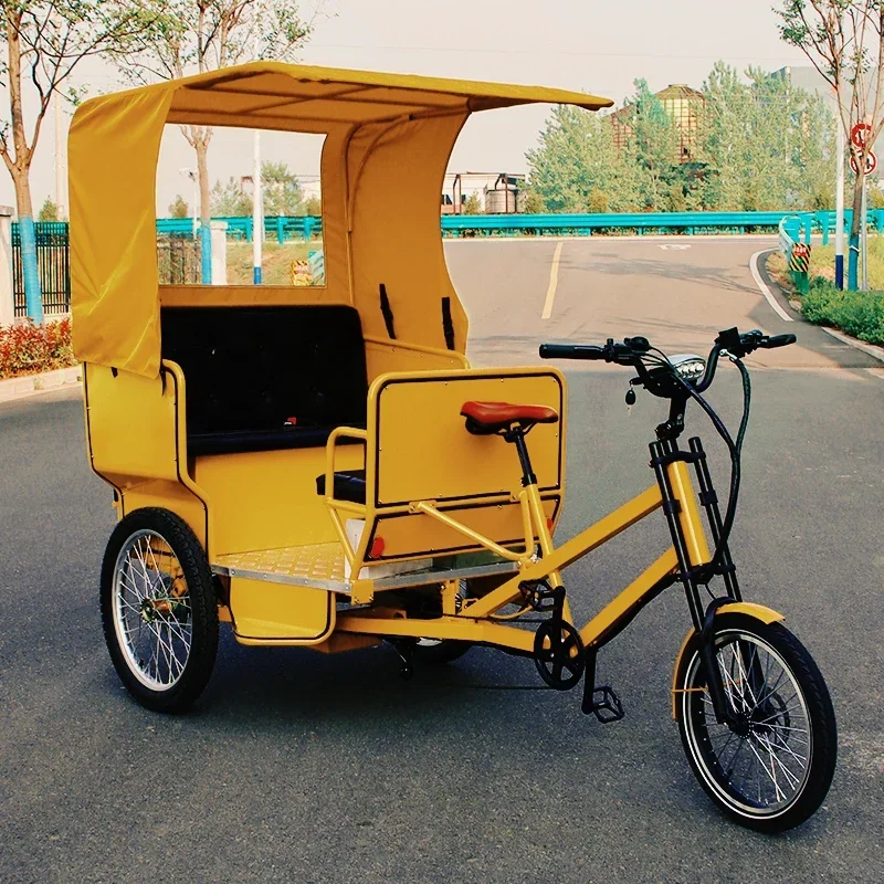 Adult tricycle bicycle, human tricycle rickshaw LED advertising light box
