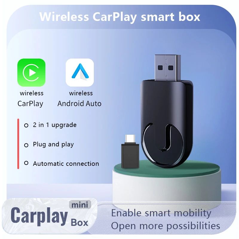 

Wireless CarPlay Android Auto Wireless Adapter Smart Mini Box Plug And Play WiFi Fast Connect Universal ﻿