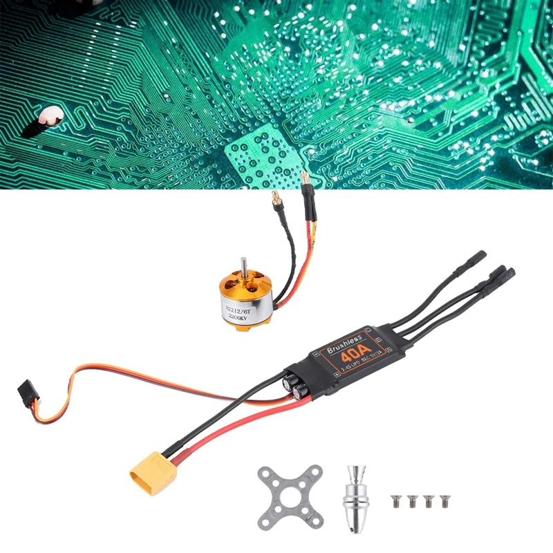 Motor 2212 2200KV + 40A ESC + hélice 6035 + Kit de Motor eléctrico Protector de hélice como se muestra de Metal + plástico para Motor de avión RC