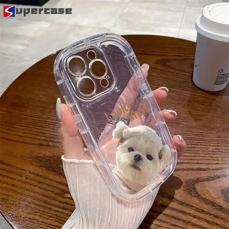 For Vivo X100 X100s X90s X80 X70 X50 Pro X60 X30 X27 X23 Y19 Y17 Y16 Y13 Y12 Y11 Y100i Y100T Phone Case Cute Puppy Air Bag Cover