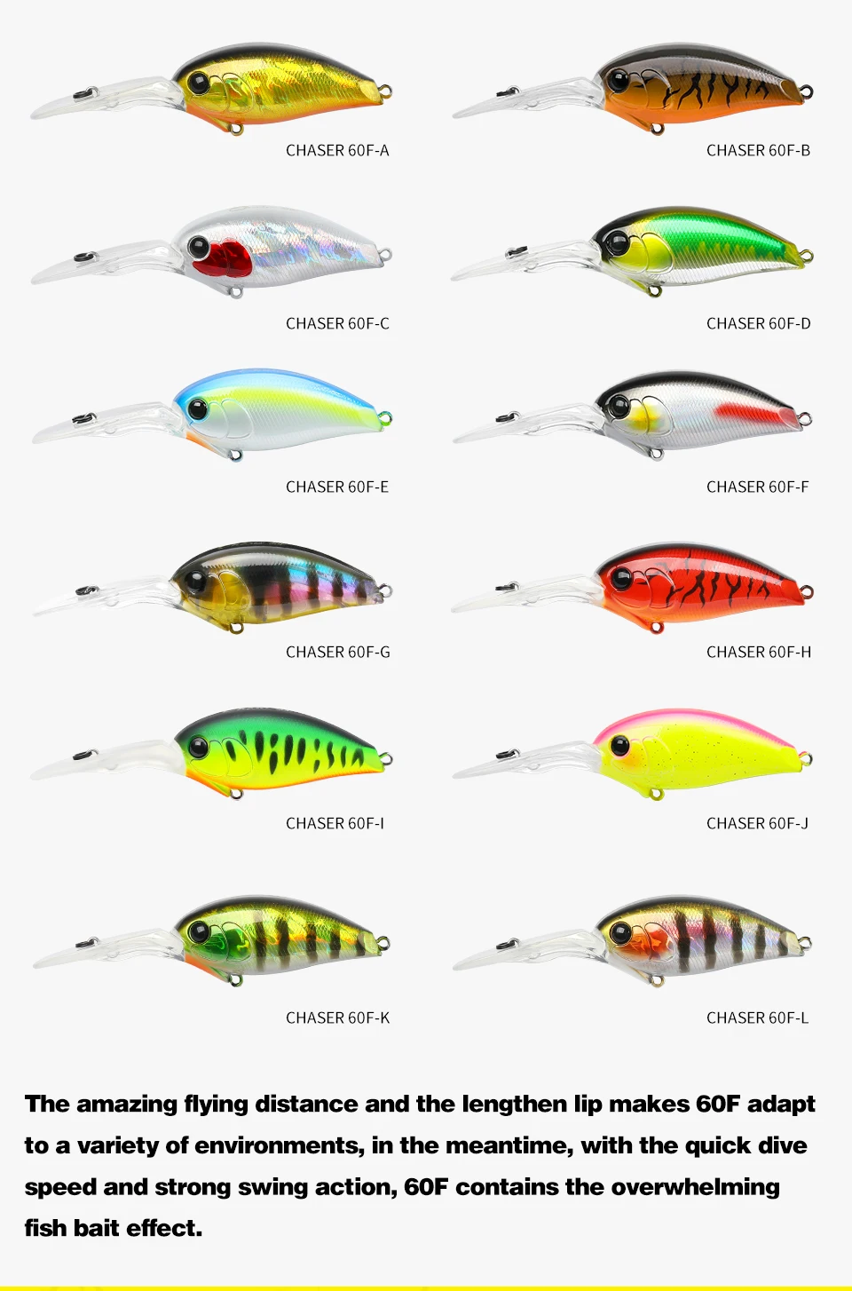 TSURINOYA 60F Kurbelköder Angelköder 60 mm 16,6 g CHASER 0–3 m langer Wurf schwimmender künstlicher harter Köder Bass Pike Ajing Kurbel – Detail 4