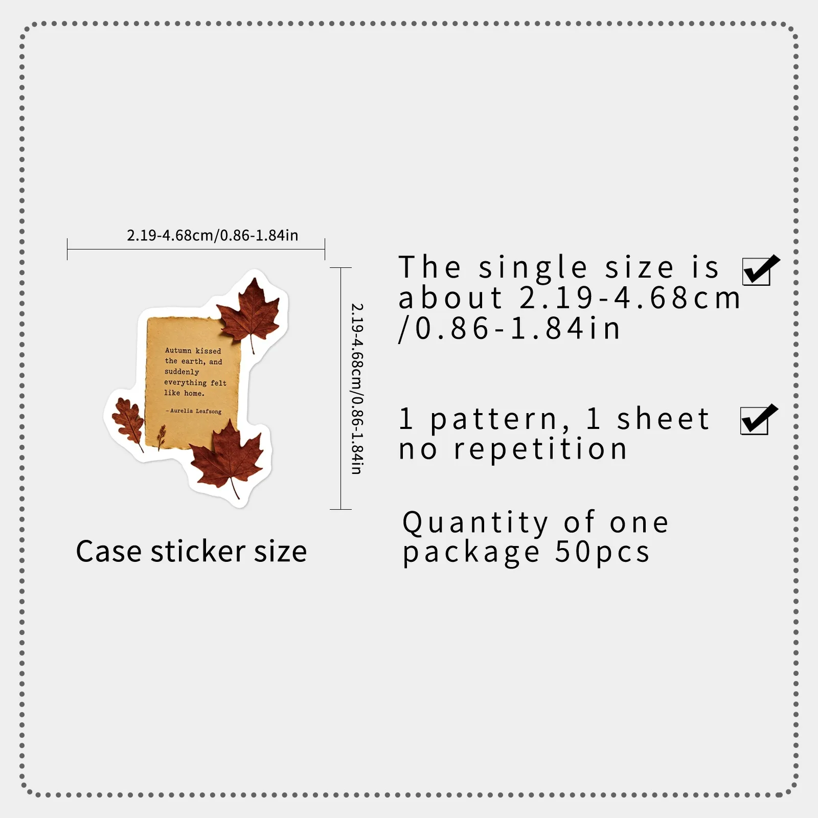 50pcs Autumn Stickers Fall Brown Leaves Forest Aesthetic Cozy Waterproof Decals for Laptop Phone Bottle Journal DIY Decor Gift