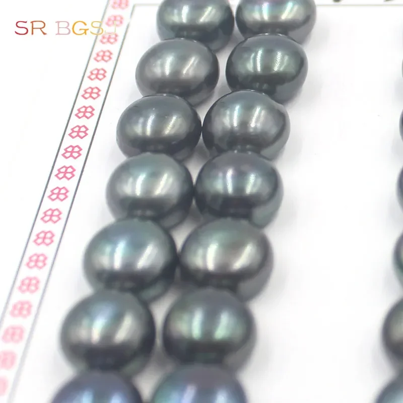 20pcs 4-12mm Black Natural Button Coin Shape Freshwater Pearl Half Drilled Hole Loose diy Earrings Pendant Beads