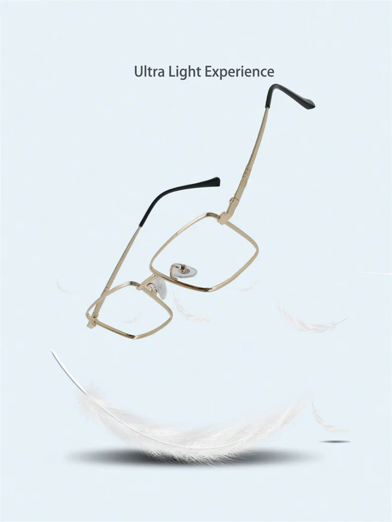 2025 Neue hochwertige Titanlegierung mit goldenem quadratischem Rahmen, Anti-Blaulicht-Lesebrille für Mann und Frau, modische Brille – Detail 5