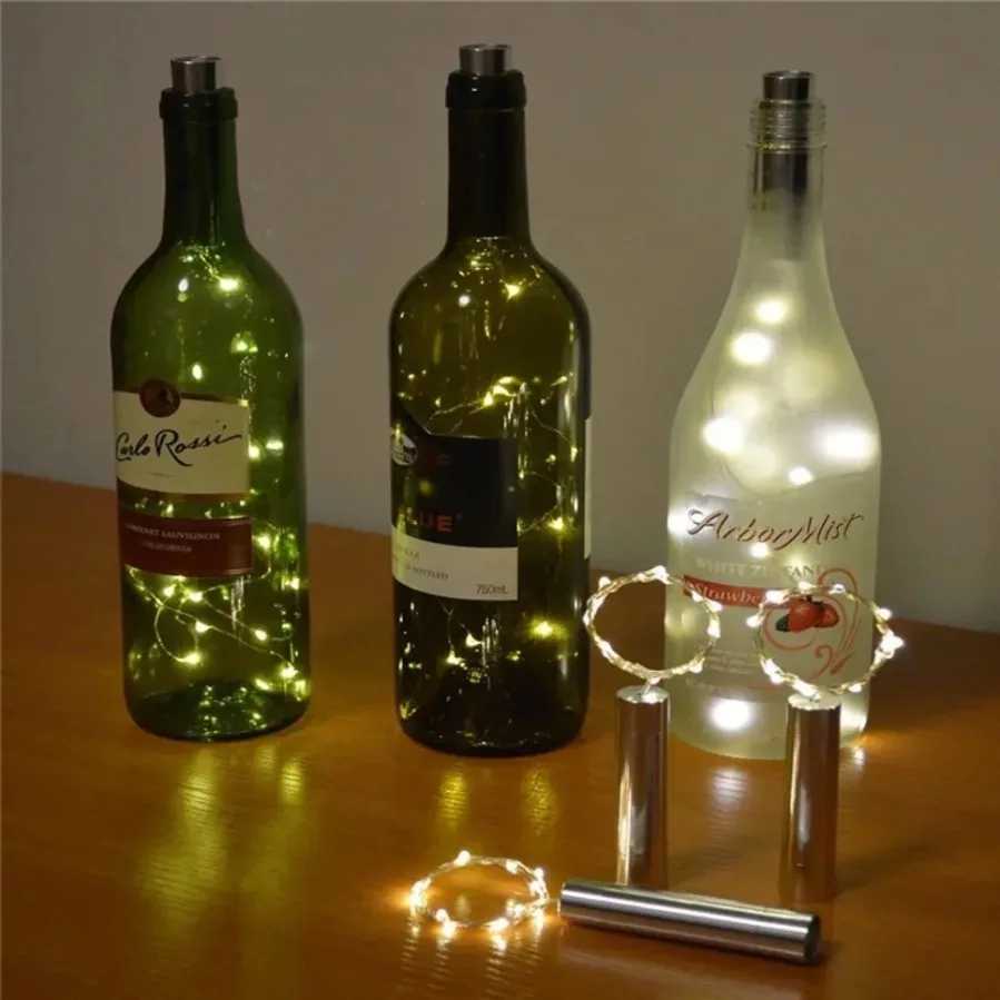 3/2 Stuks Led Wijnfles Kurk Starry Light String Voor Festival Bruiloft Kerstdecoratie Feest Decor Koperdraad Nachtlampje