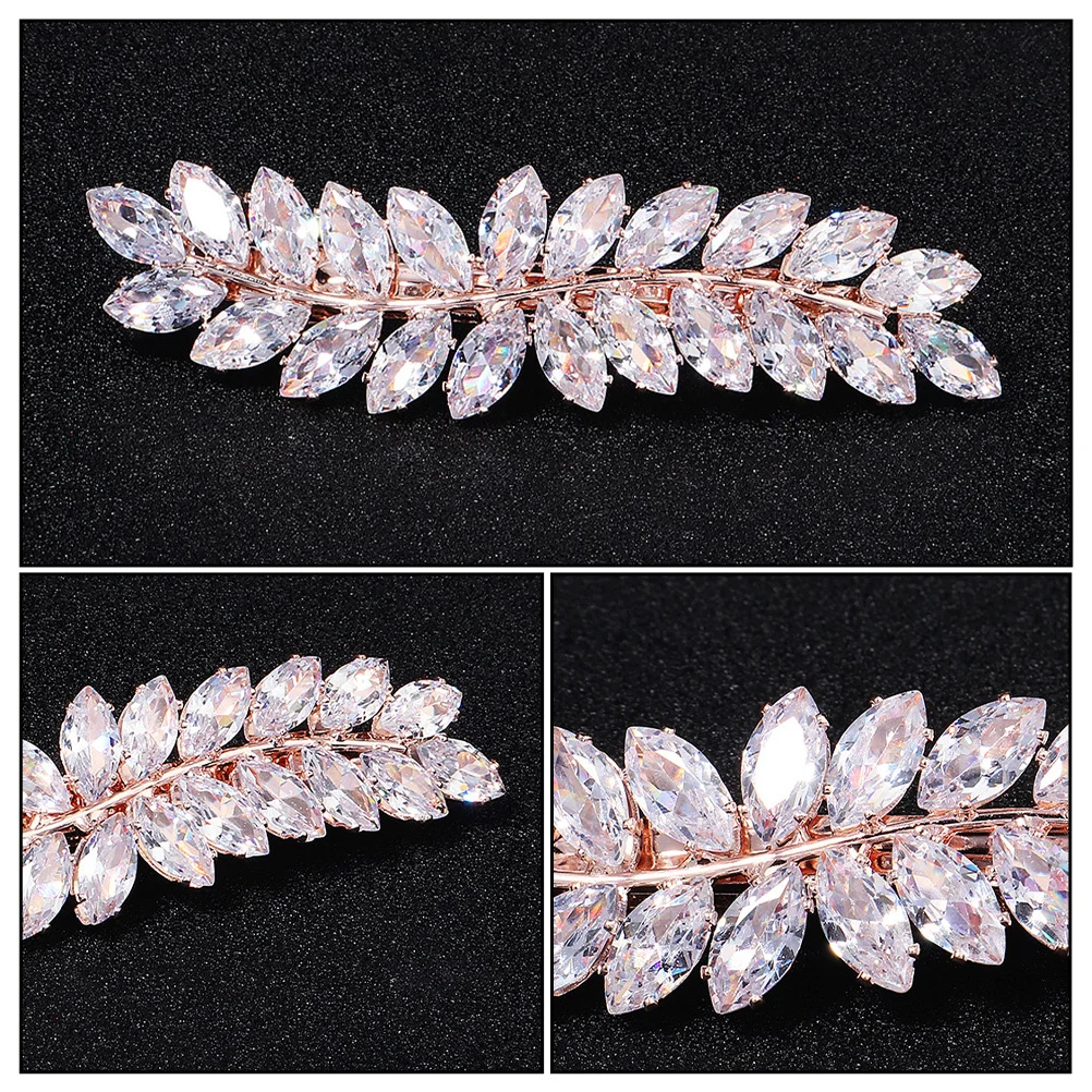 

Заколка для волос с цирконием и стразами, 1 шт., элегантная, легкая, в форме листа, аксессуар для волос для женщин и девушек, стильный головной убор для вечеринок