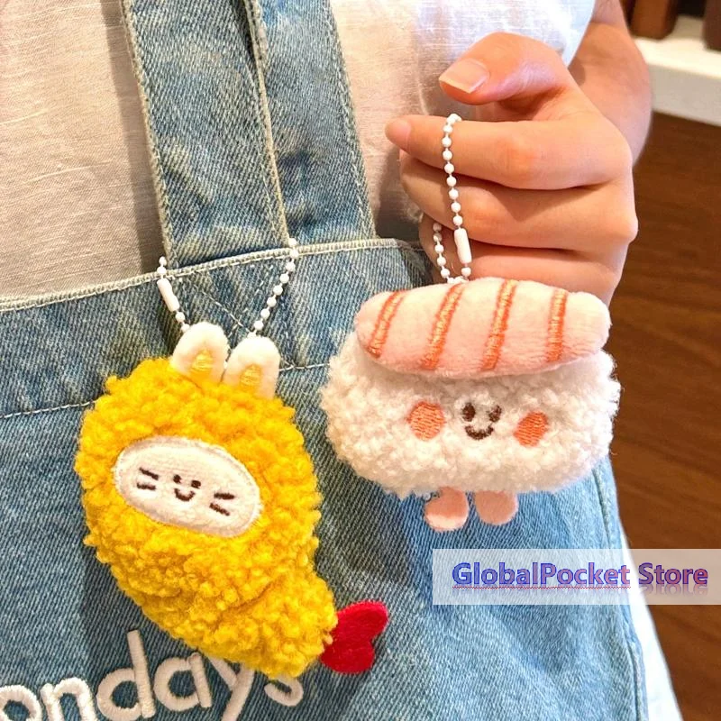 

Cute Plush Delicious Food Keychain Sushi Hanging Ornaments Backpack Pendant Decoration Accessories Creative Doll Keyring Gift