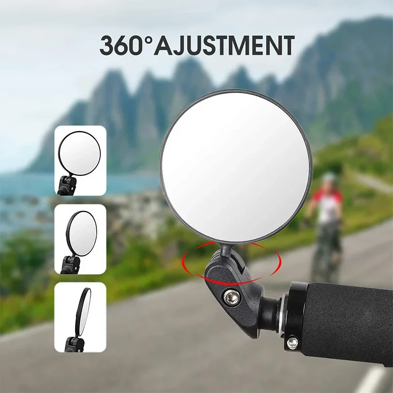 Espelho Retrovisor de Bicicleta para Road Bike, 360 ° Rotatable, Universal Cycling Handlebar, Espelhos Retrovisores, Espelho Wide Angle Ajustável