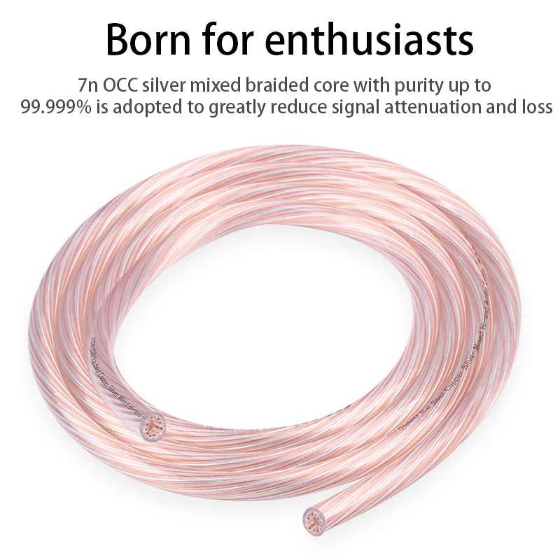 HiFi Speaker Bulk Cable Hi-end 12 Strands Copper and Silver Mixed RCA XLR Wire Bulk Cord