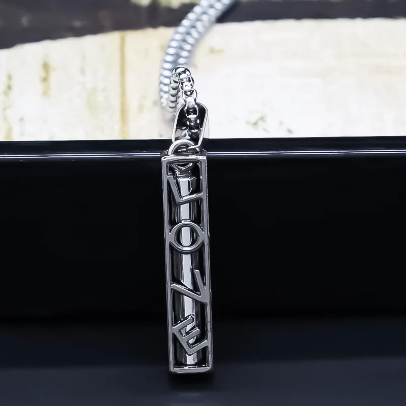 Fashion Geometric Square Pendant High-end Double Sided Confession Letter Necklace Versatile Jewelry for Couple Daily Wear