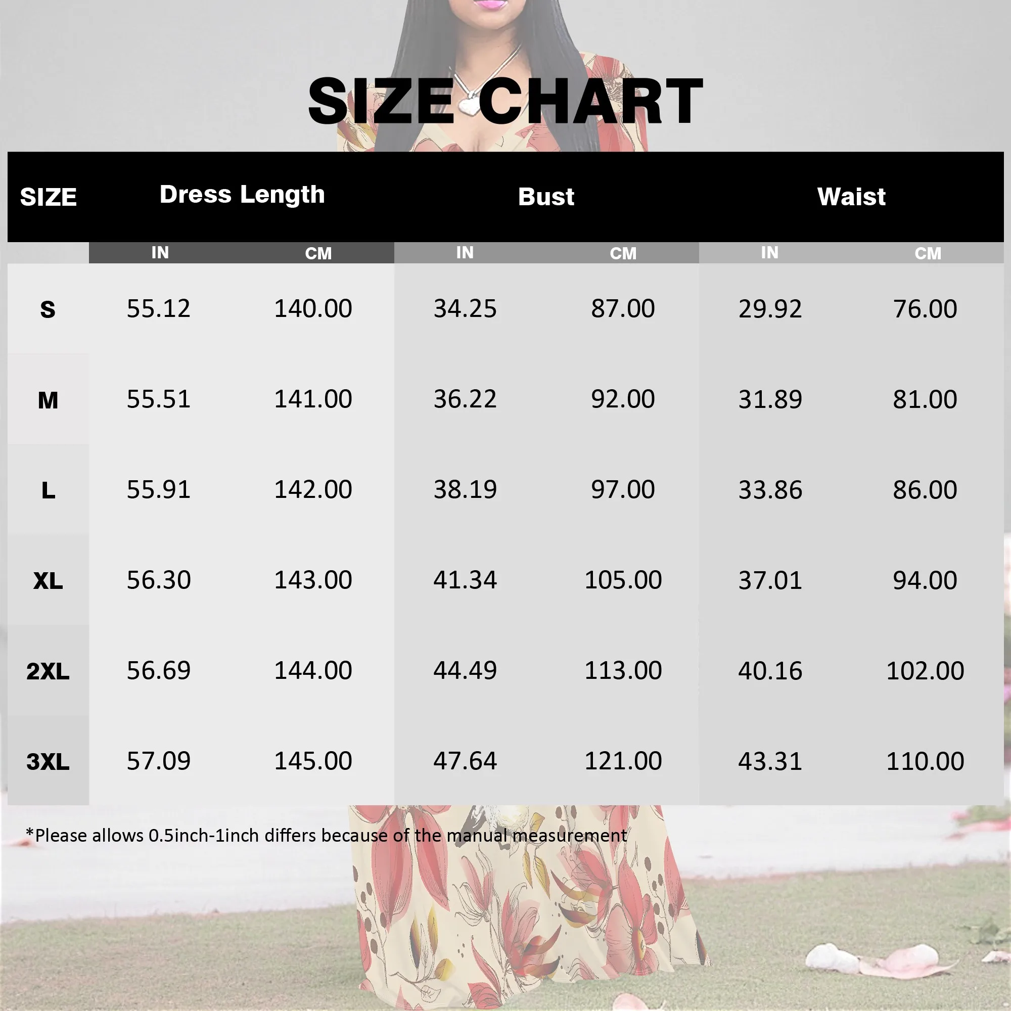 Abito lungo con scollo a V di taglia standard con stampa di fiori rossi e pappagalli a maniche lunghe in stile Boho per l'autunno