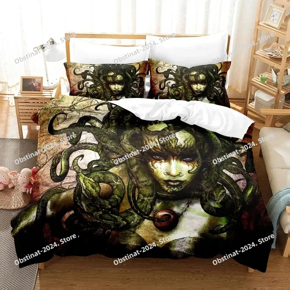 

3D Printed Fantasy witch dragon Alien world Bedding Set Down Quilt Cover with Pillowcase Double Complete Queen King Bedding