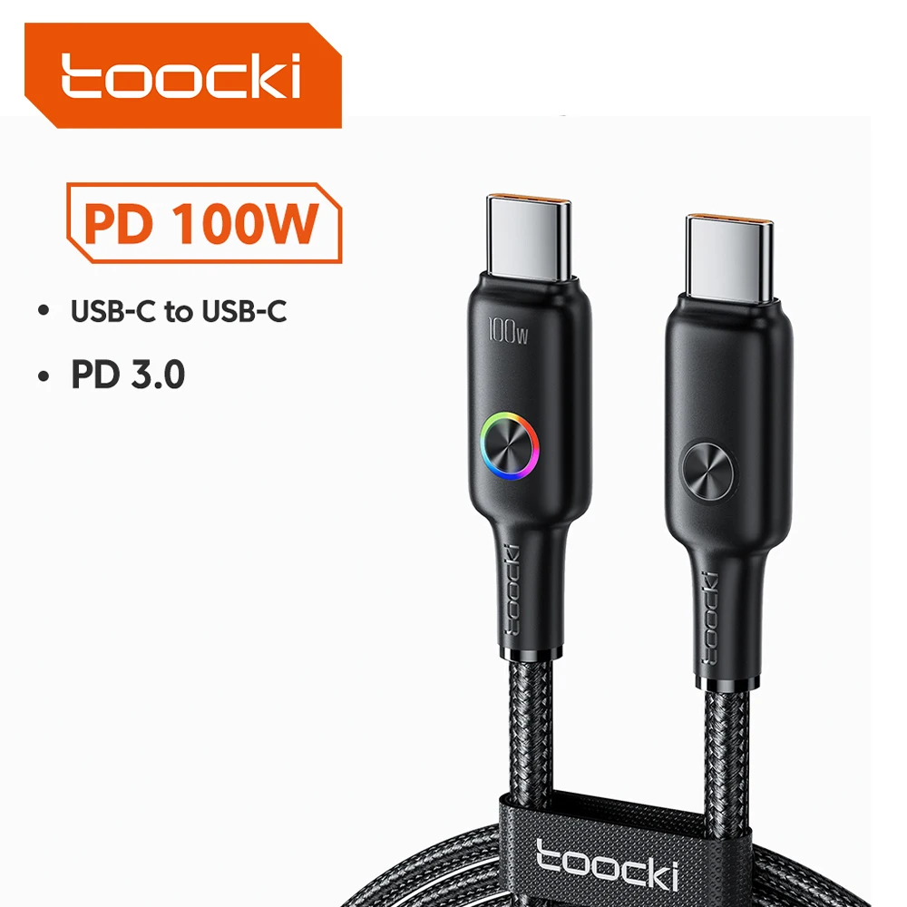 Toocki Typ-C-auf-Typ-C-Kabel 100W PD Schnellladegerät USB-C-auf-USB-C-Handykabel für Xiaomi POCO Realme Macbook