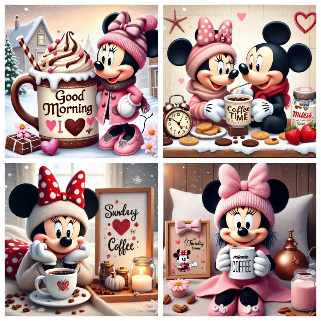 

Наборы для рисования алмазами Диснея, Минни Маус, зимнее веселье, 5D, полная круглая алмазная вышивка, мультяшная картина со стразами