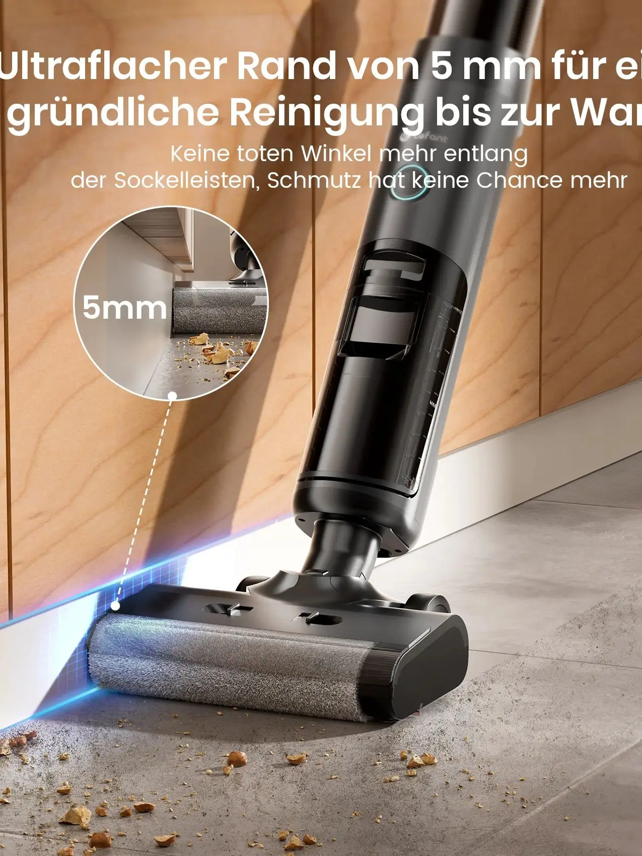 Lefant LS200 Kabelloser Nass-Trocken-Staubsauger mit Wischfunktion, 13000Pa Kantenreinigung, automatische Saugfunktion, Bodenreiniger, selbstreinigendes Smart-Home-Gerät