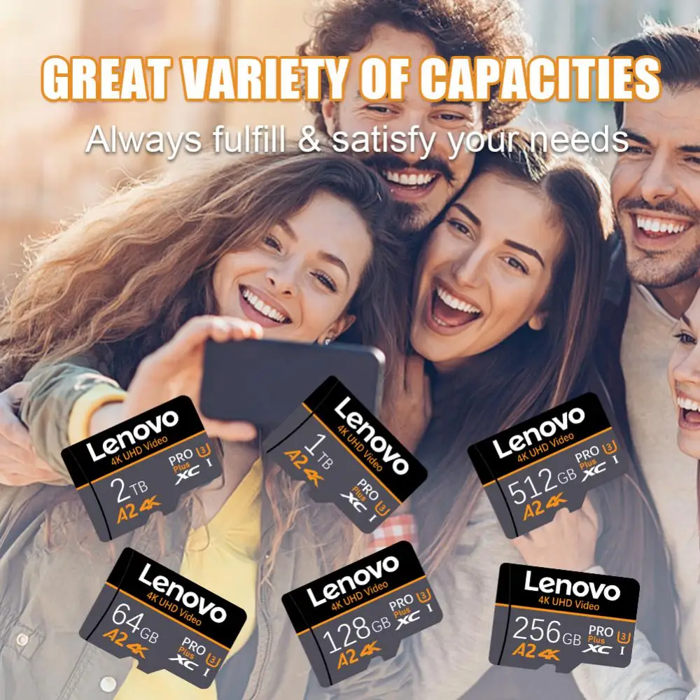 Imagem -02 - Cartão Flash para Telefone Câmera Lenovo-full hd Memory Card 512gb 128gb 2tb 1tb u3 V30 4k Micro tf Mini sd Mp3 Mp4