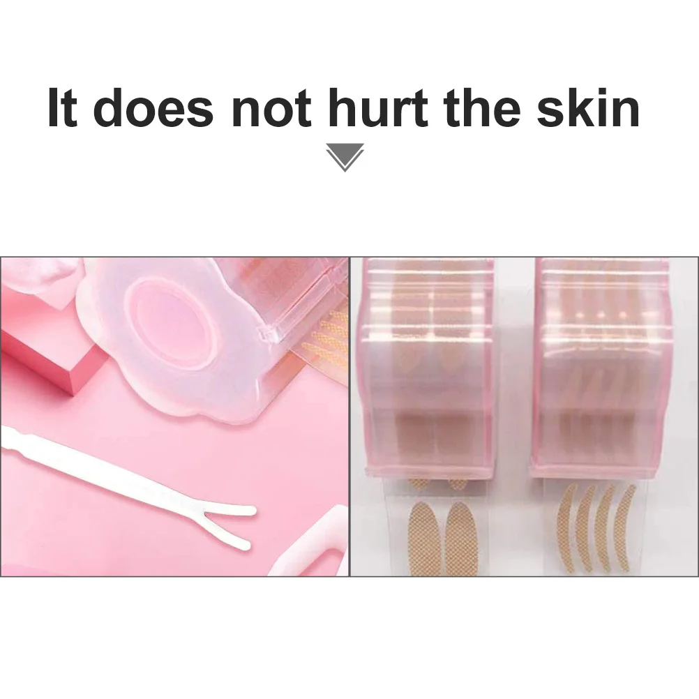 

1Set Traceless Double Eyelid Tapes Fork Tweezer Eye Pink Safe Ingredients Comfortable for Most Skin Types