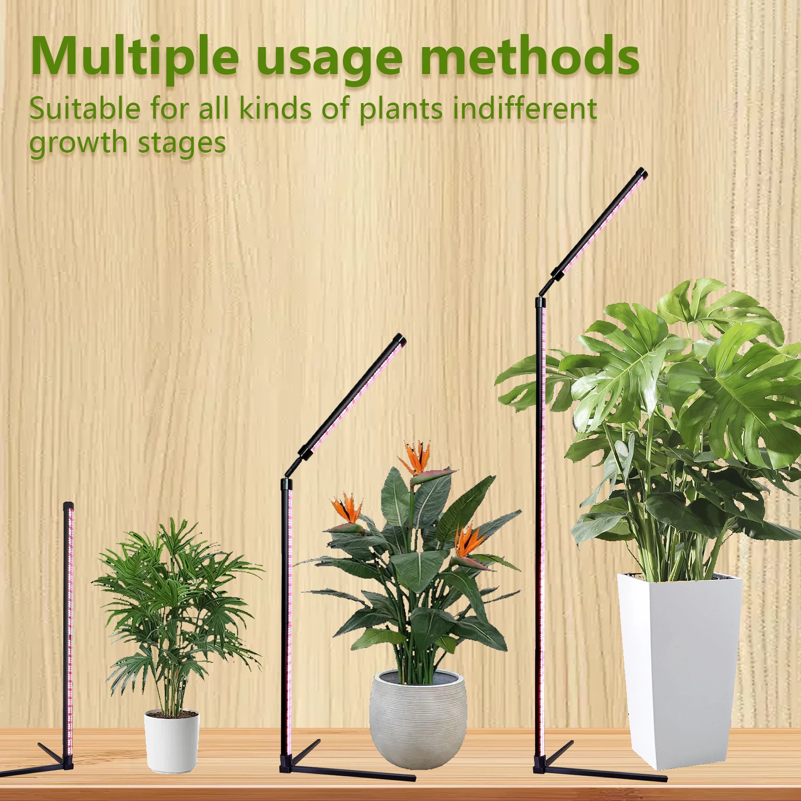 Luz LED de cultivo para plantas de interior, luces de plantas de espectro completo con soporte, lámparas de cultivo grandes con temporizador automático