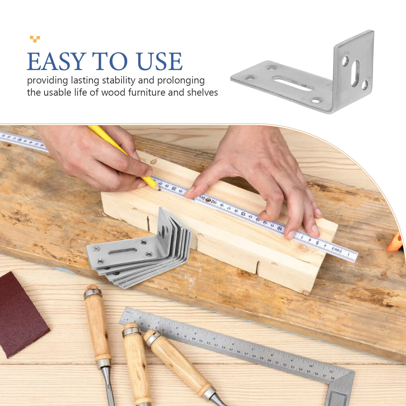 4Pcs Heavy Duty L-Shaped Corner Brackets 60x120mm Stainless Steel Shelf Supports for Bookshelves Cabinets Desks Enhanced