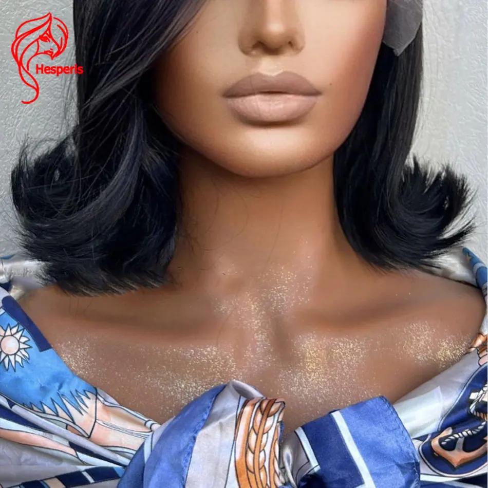 Hesperis اللون الطبيعي قصير بوب خصلات الشعر المستعار الإنسان البرازيلي ريمي 13x6 الدانتيل الجبهة غلويليس الباروكات قصيرة قطع الدانتيل الباروكات مع جزء جانبي #4