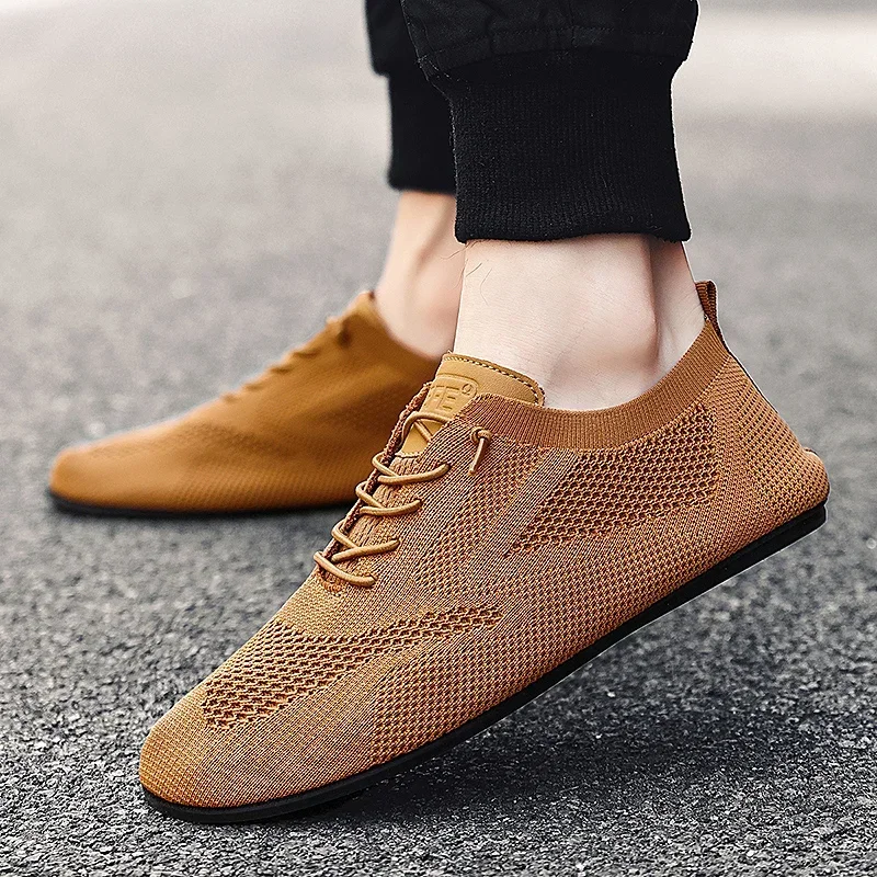 

YRZL Men Shoes Mesh Breathable House Bedroom Slippers Thin Bottom Light Comfortable Solid Color Flat Shoes Casual Walking Shoe