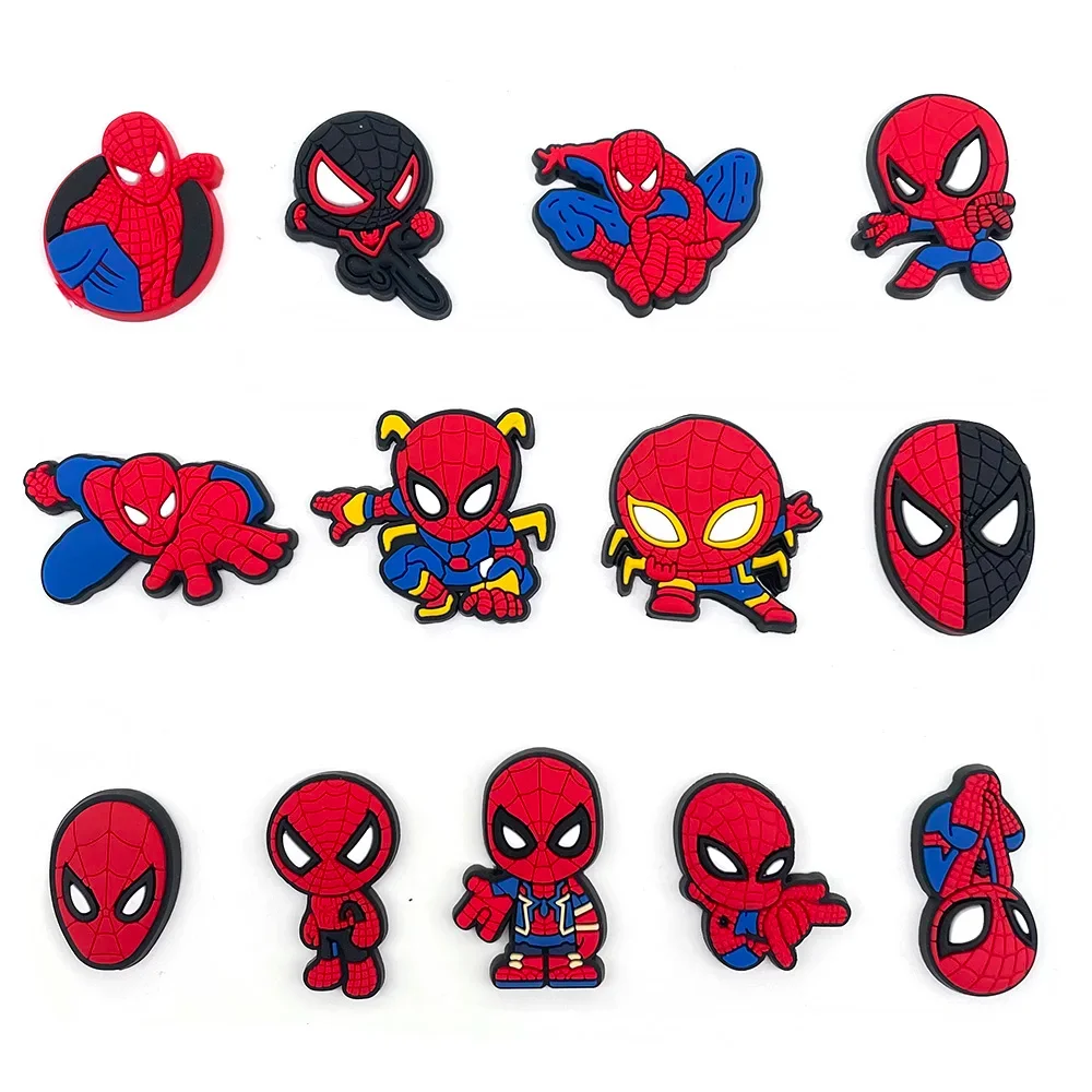 13pcs Disney Spider Man Series Shoe Charms DIY Shoe Buckle Accessories PVC Jibbitz Shoe Decorations Gifts for Kids Party