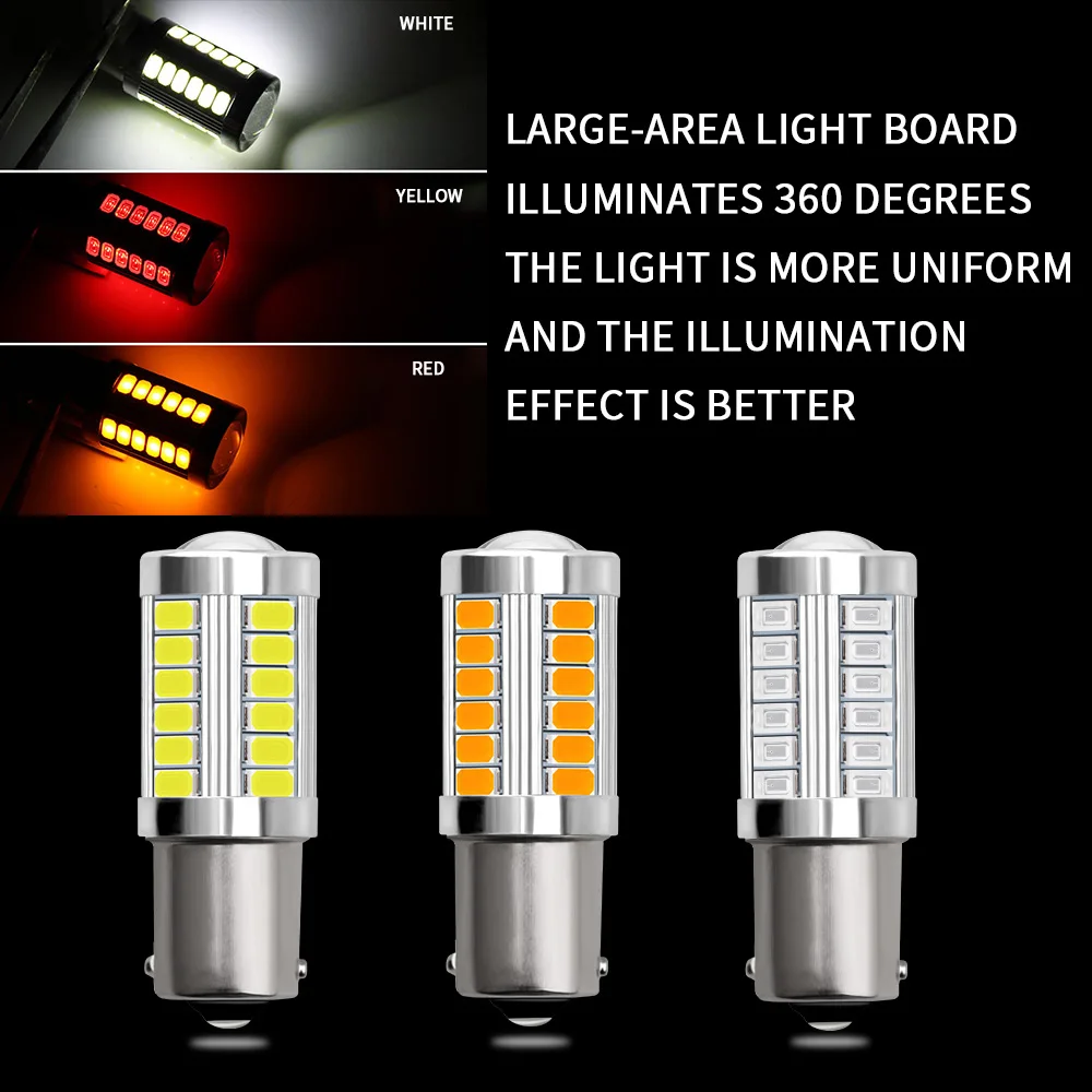 Guadsun 1PCS Car Turn Signal Light LED 1156 BA15S 1157 Bay15d Bau15s T20 7443 7440 W21W T25 3157 White 6000K Reverse Brake Lamp