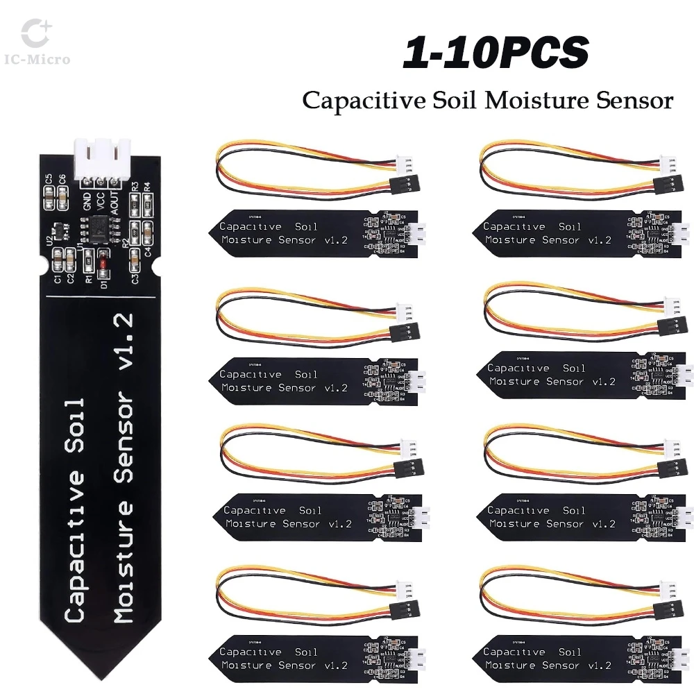 XCW Capacitive Soil Moisture Sensor Corrosion Resistant for Arduino Moisture Detection Garden Watering DIY 1-10PCS