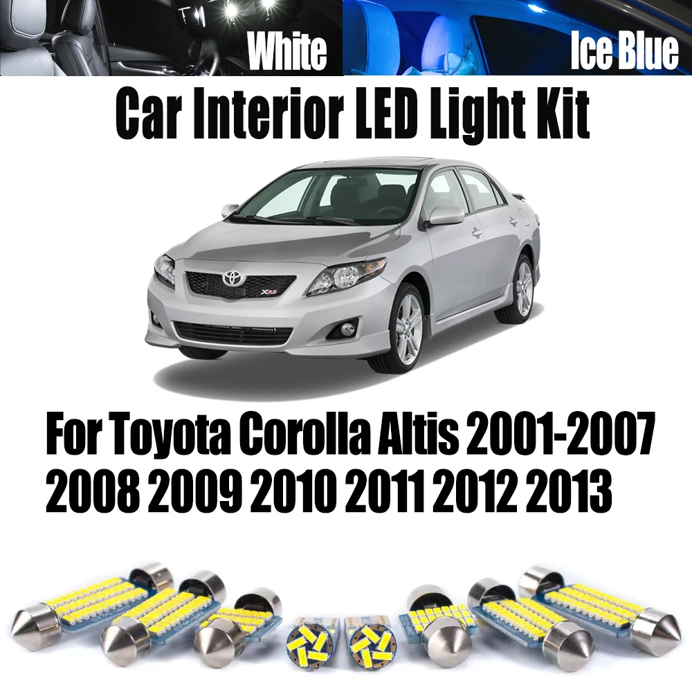 

Canbus No Error For Toyota Corolla Altis 2001-2008 2009 2010 2011 2012 2013 Car Reading Bulbs LED Interior Dome Map Light Kit