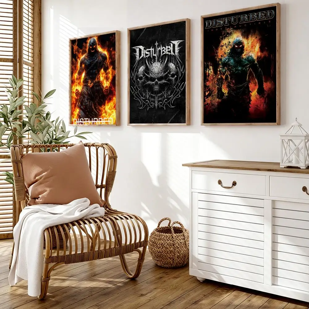 Metal Band-D-DisturBed Poster Wall Stickers HD Painting Self Adhesive Art Decals for Bedroom Living Room Home Decor