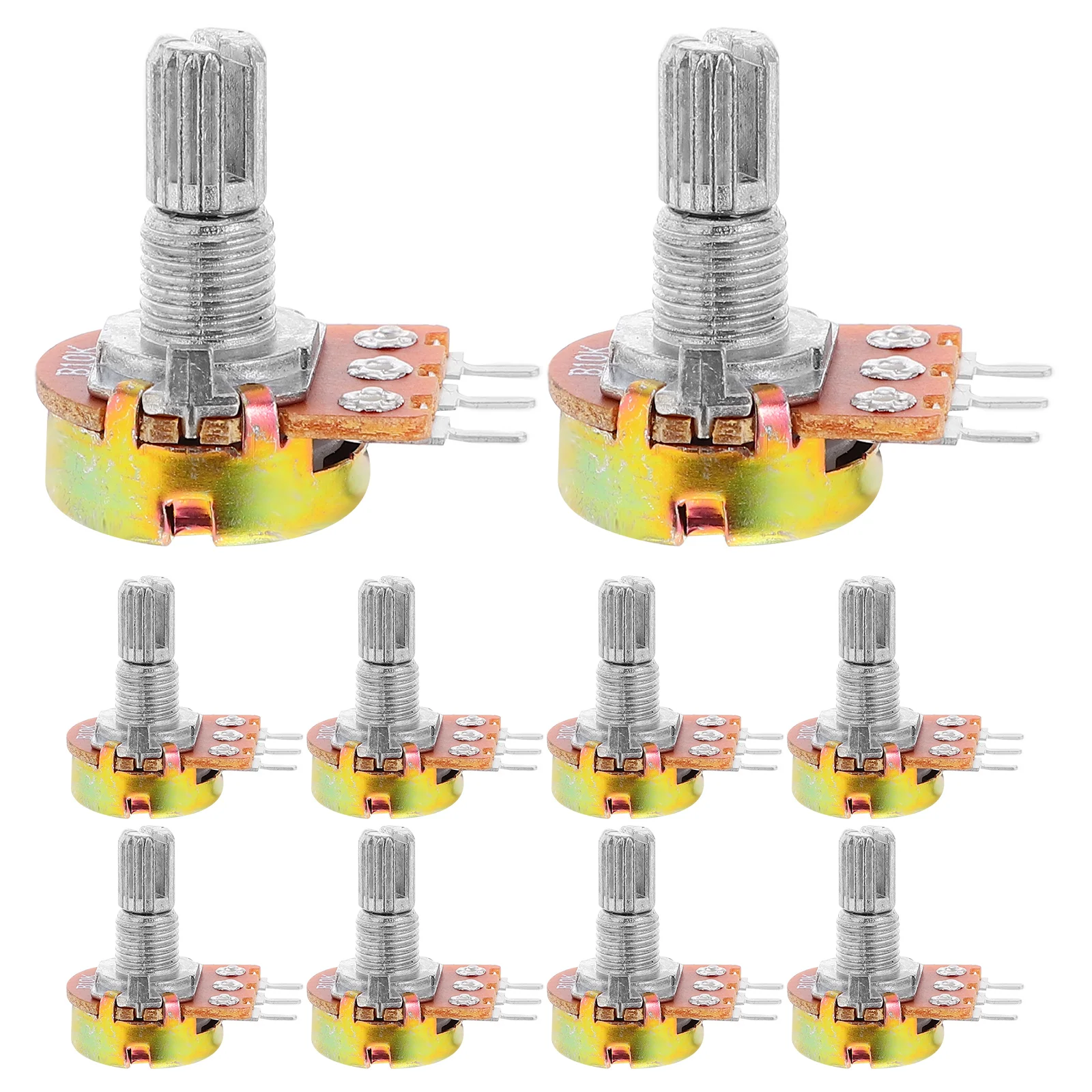 

10 Pcs Potentiometer Single Turn Adjustable Resistor Audio Taper Guitar Bass Volume Control Hardware Electronic Accessories High