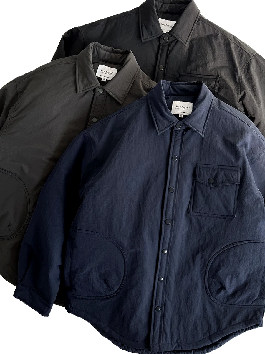 Waterproof Thickened Trendy Workwear Cotton Jacket Loose Stitched Polyester Filling Windproof Outerwear Youth Casual Style