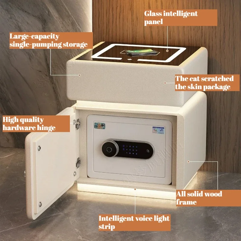 Modern Lit Side Table Secret Hidden White Bedroom Night Stand Storage Living Room Mesa De Noche Dormitorio Furniture Luxury