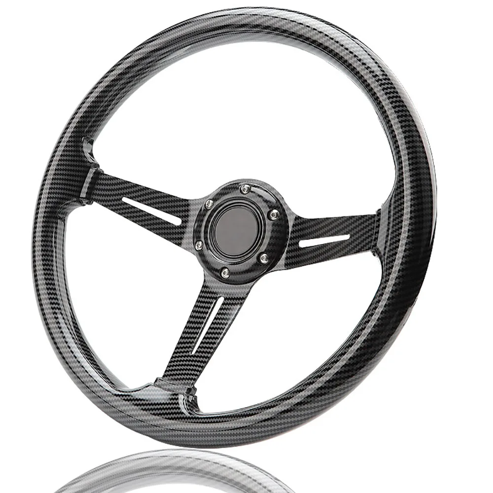 Car Modification Accessories Peach Wood Steering Wheel 350mm Racing Carbon Fiber Steering Wheel Universal