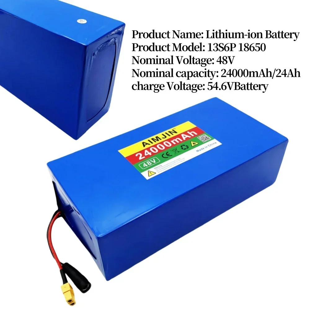 🔧🔧48V 24000mAh 13S6P lithium-ion battery pack 48V 24AH 18650 1500W electric, scooter and bicycle battery, built-in 50A BMS+cha