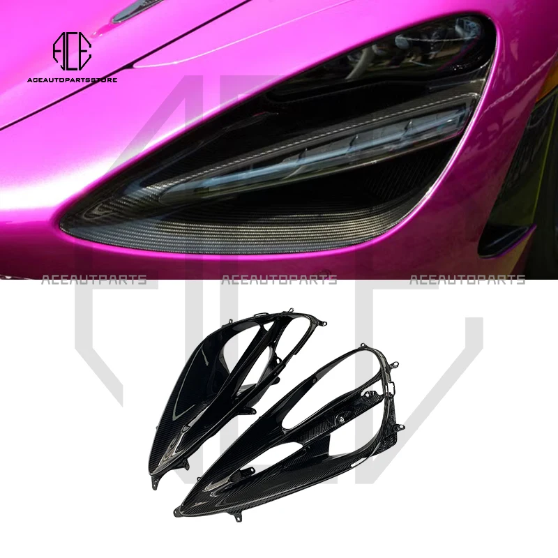 

Hot Sale Car Headlight Parts Black Dry carbon fiber Front Light eye housing Cover for McLaren 720s OEM Original Auto lampshade