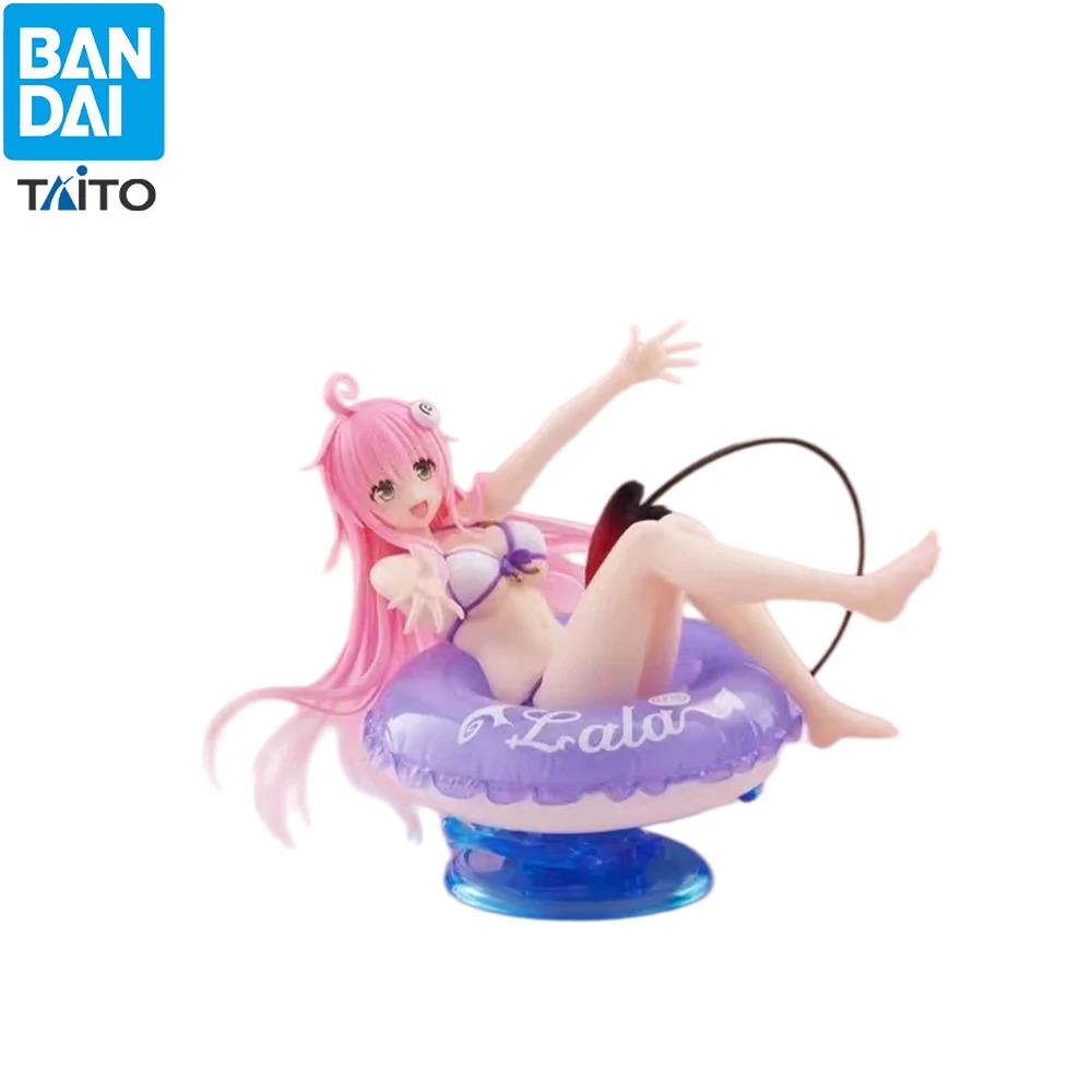 Original TAITO To LOVE-Ru Lala Satalin Deviluke Purple Bikini Devil Tail Open Arms Sitting Figure Desk Ornament Collectible Gift