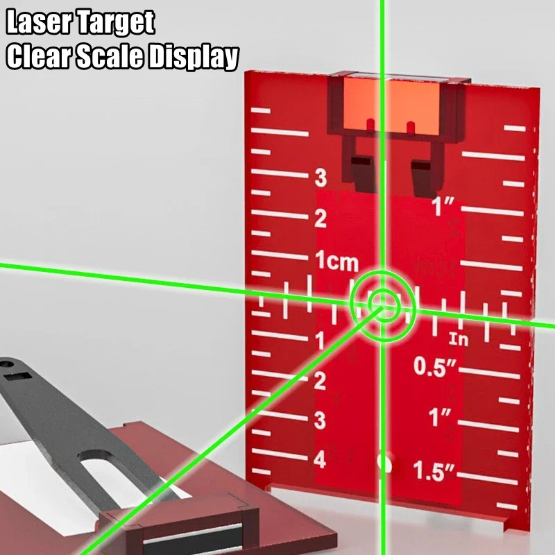 Laser Level Target Board Red/Green Line Beam Distance Plate Inch/cm Leveling Board Tool Hanging On Wall & Floor Measuring tape