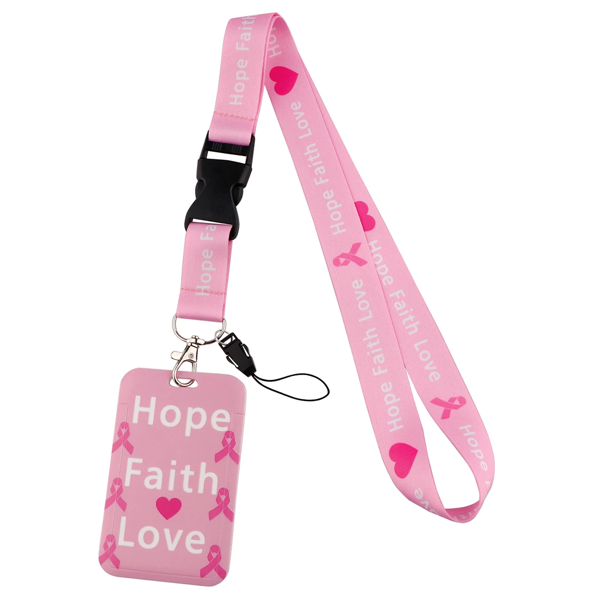 Breast Cancer Pink Band Phone Wrist Straps Hanging Rope Anti-lost Lanyard Neck Strap Hanging Neck Rope Camera USB Holder