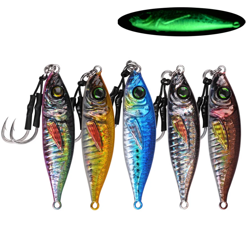 3Pcs/5Pcs Slow lures jigging Luminous metals Slow Pitch Jigs 80g~200g Fast Fall Jig Saltwater Grouper Tuna Trolling Fishing bait