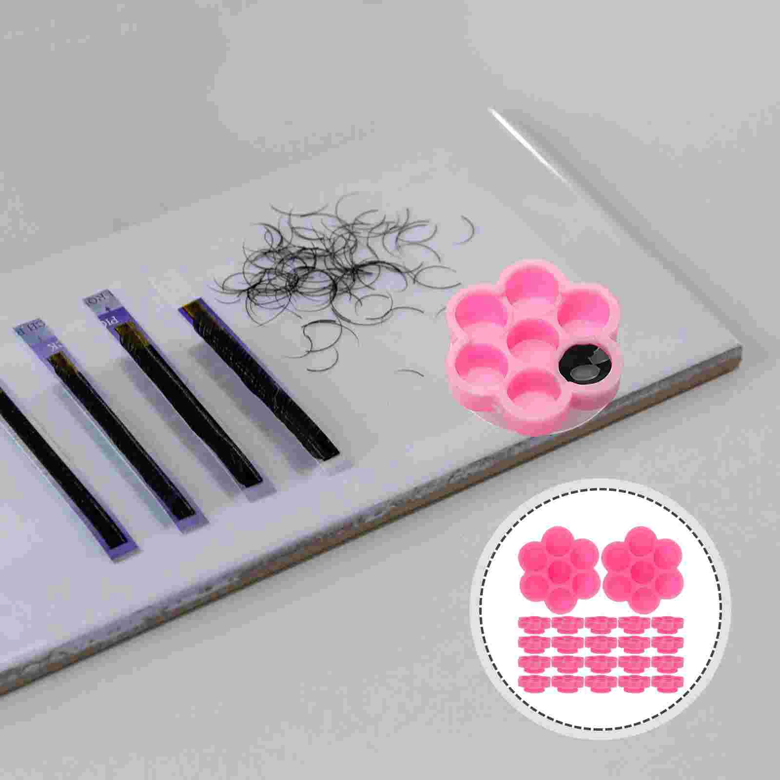 Eyelash Glue Holders 200Pcs Flower Shape Tray Eyelash Extension Glue Holder Disposable Glue Cups Grafting Glue Rings