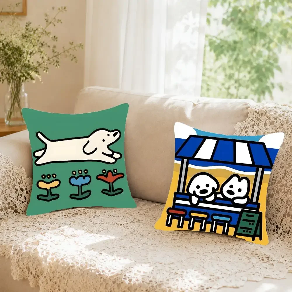 Adorable Graphic C-Cute Cartoon Dog Cushion Cover Faux fur decorative Dark academia style post Rustic Spa pillow cover