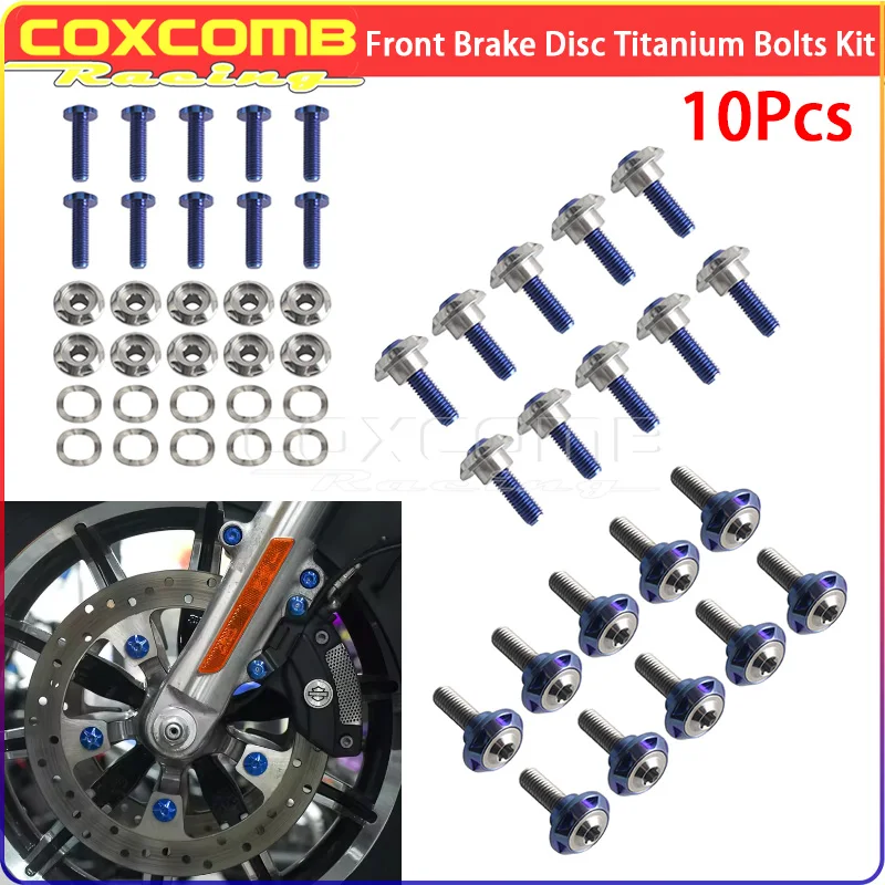 Motorcycle Titanium Brake Rotor Bolts 10Pack Bushings Steel Springs For Harley Touring FLHXS EFI FLHX FLTRXS FLTRU FLTRX FLHTPI