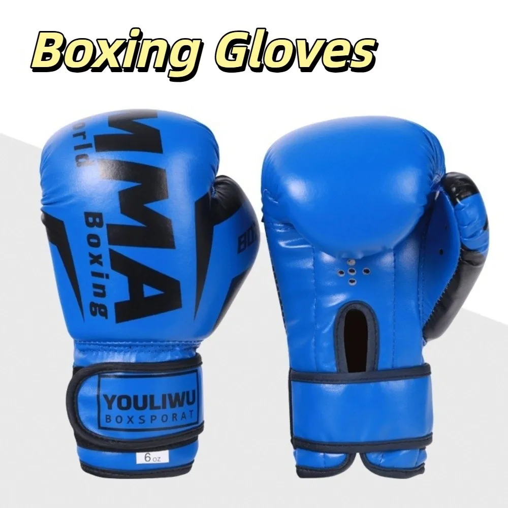 

Боксерские перчатки из искусственной кожи, дышащие защитные перчатки для кикбоксинга, толстые 6 унций, 10 унций, тренировочные перчатки для спарринга