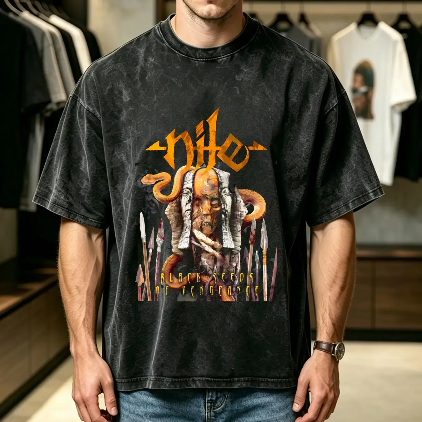 washed T Shirt Nile black seeds death metal immolation incantation suffocation long or short sleeves vintage Washed fashion