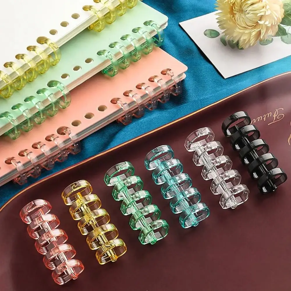 10Pcs Binding Spines Snap Split Binder Rings Learning Cards Stationery Office Supplies Loose Leaf 5 Ring Plastic Binding Combs
